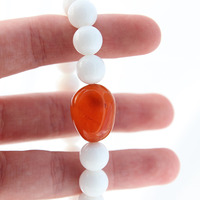 Cornelian Alabaster White bead bracelet / fresh natural orange - Thumbnail 3