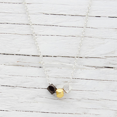 Sterling silver ombre geometric necklace