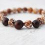 Tagua Nut Leopard Agate bead bracelet / bronze brown white tan cream coffee / rustic earthy natural-1