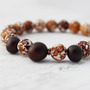 Tagua Nut Leopard Agate bead bracelet / bronze brown white tan cream coffee / rustic earthy natural-2