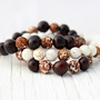 Tagua Nut Leopard Agate bead bracelet / bronze brown white tan cream coffee / rustic earthy natural-3