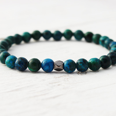 Azurite chrysocolla bead bracelet