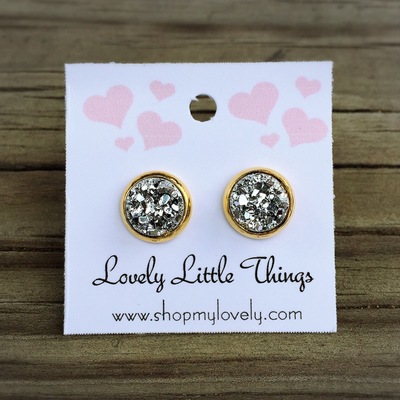 8mm silver studs with gold setting 