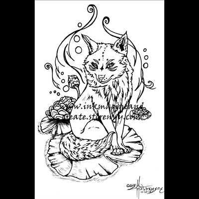 Coloring poster: lily kitsune