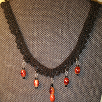 Crocheted Lace Necklace - Thumbnail 2
