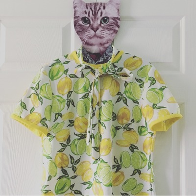 60's limes and lemons print dress