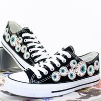 Harajuku eye painted canvas shoes - Thumbnail 1