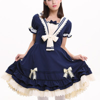 One Piece Navy Sailor Dress - Thumbnail 2