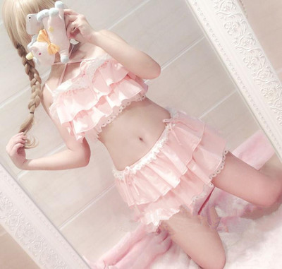 Lovely falbala bikini suit