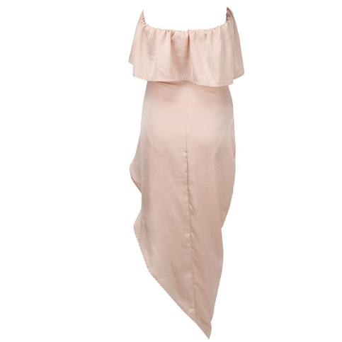 Nude Ruffle Silky Elegant Dress
