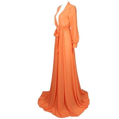 Orange Maxi Elegant Dress Floor Length
