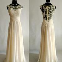 Pretty Handmade Chiffon  A-line Long Prom Dresses 2017, Prom Dresses 2017, Party Dresses - Thumbnail 1