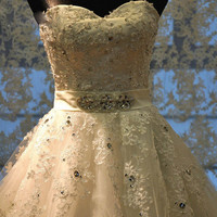 Tulle and Lace Wedding Dresses pwd0026 - Thumbnail 2