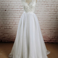 Lace and Tulle Wedding Dress pwd0030 - Thumbnail 1