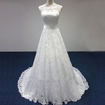 A-line strapless lace wedding dress pwd0046