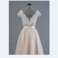 Tulle and Lace Wedding Dress Cap Sleeves pwd0051 - Thumbnail 2