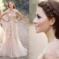 Strapless Lace and Tulle Wedding Dress pwd0053 - Thumbnail 3
