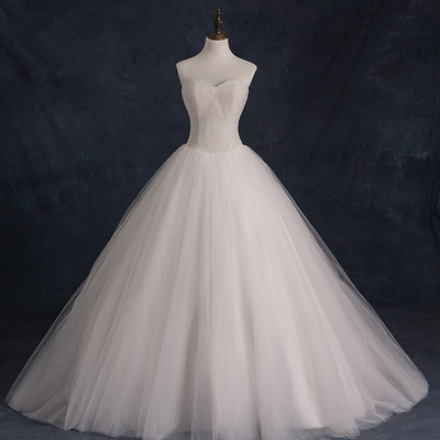 Tulle and beads wedding dress pwd0056