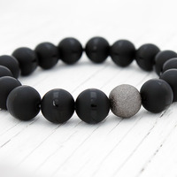 Black Onyx Gun Metal Stardust beaded bracelet - Thumbnail 1