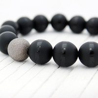 Black Onyx Gun Metal Stardust beaded bracelet - Thumbnail 2