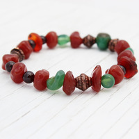 Genuine Vintage Cognac Amber Adventurine bead bracelet - Thumbnail 1