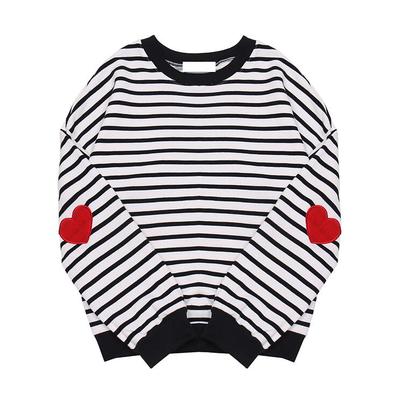 Harajuku Striped Heart Long Sleeve Sweatshirt