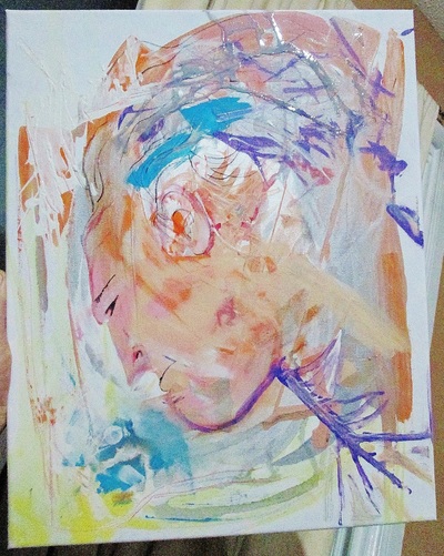 Fire in the Head.  a painting.