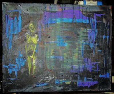 in between and out.  a painting.