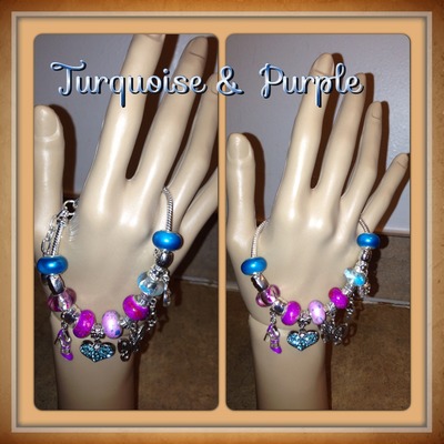 Teal and Purple Charm Bracelet