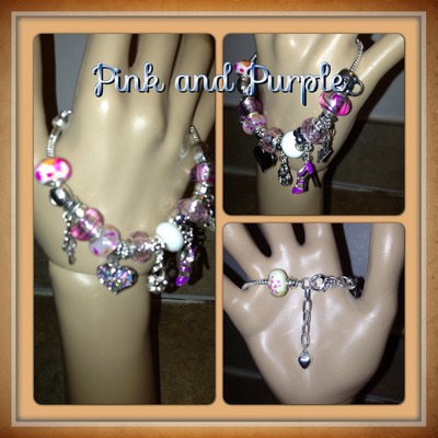 Pink and purple charm bracelet