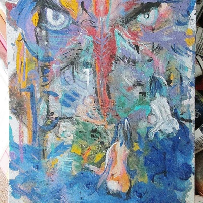 Bestial stare.  a painting