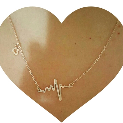 Just live - necklaces - heart beat charm necklace - gold, rosegold and silver tones - heartbeat necklace  - Thumbnail 3