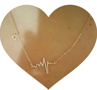 Just Live - Necklaces - Heart Beat Charm Necklace - Gold, Rosegold and Silver tones - Heartbeat Necklace 