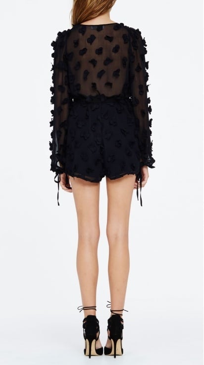 Black 3D Flowers Playsuit