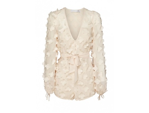 Pink 3D Flowers Playsuit