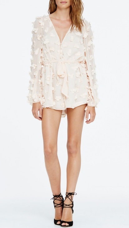 Pink 3D Flowers Playsuit