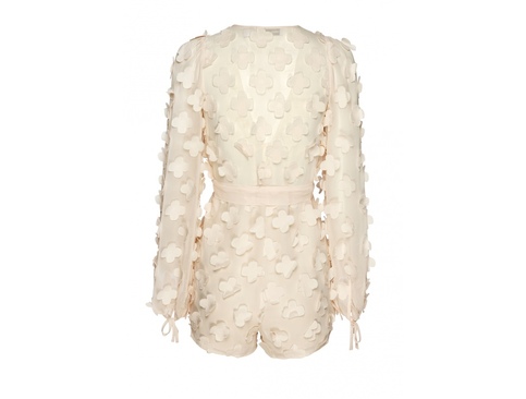 Pink 3D Flowers Playsuit