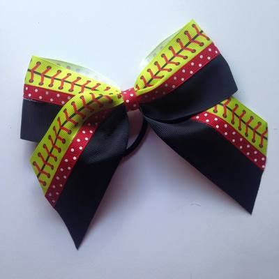 Black, yellow softballs/baseballs stitching, and red dots - Thumbnail 1