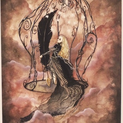 "the writer of lullabies" limited edition art print from original painting by kmye chan