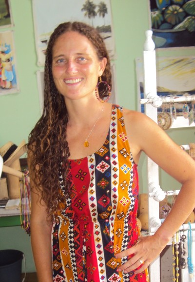 Amber pendant necklace & amber + church seed hoop earrings