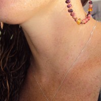 Amber Pendant Necklace & Amber + Church Seed Hoop Earrings - Thumbnail 1