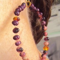 Amber Pendant Necklace & Amber + Church Seed Hoop Earrings - Thumbnail 2