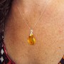 Amber Pendant Necklace & Amber + Church Seed Hoop Earrings-3
