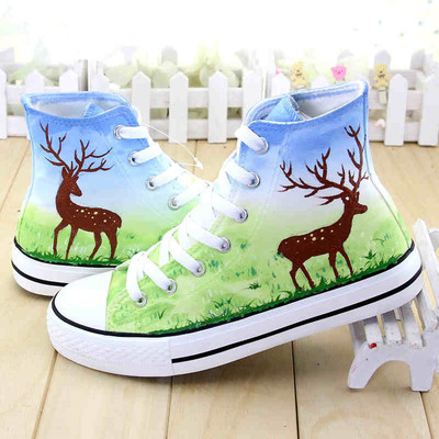 Harajuku deer hand-painted canvas shoes