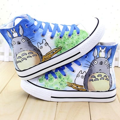 Harajuku cute cat hand-painted high-top canvas shoes