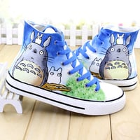 Harajuku cute cat hand-painted high-top canvas shoes - Thumbnail 1
