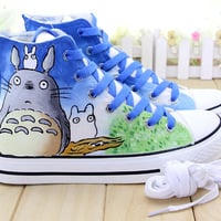 Harajuku cute cat hand-painted high-top canvas shoes - Thumbnail 2