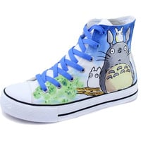 Harajuku cute cat hand-painted high-top canvas shoes - Thumbnail 4