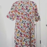 Mixed Fruits Vintage Dress - Thumbnail 1