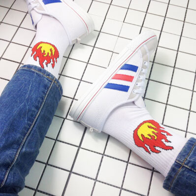 Free Shipping-FIRE SOCKS ( WHITE )